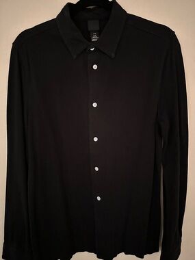 H&M Black Long-Sleeve Button-Up Dress Shirt